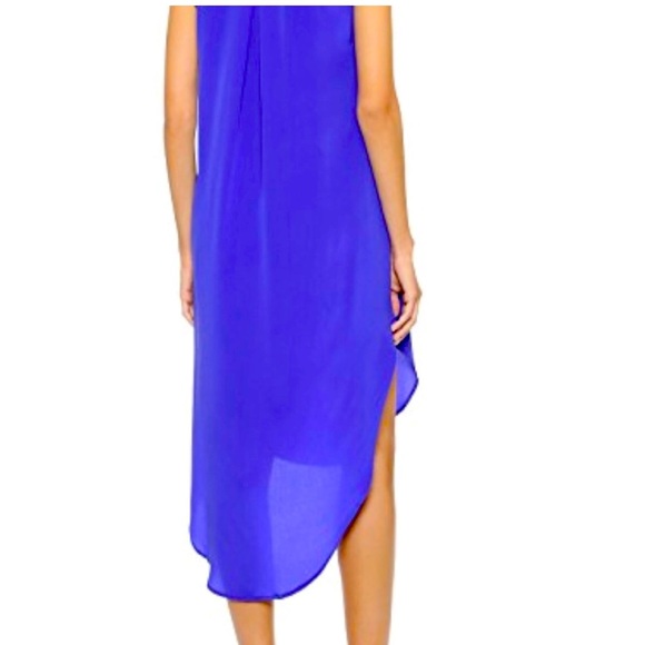 NWT Ami Dans La Rue Sleeveless High/Low Split V Neck Lilac Blue Silk Midi Dress - Picture 1 of 8